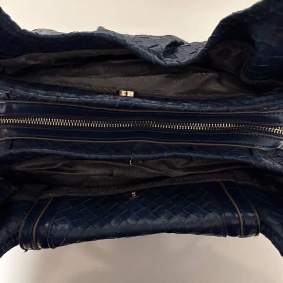 Simply Vera, Vera Wang Blue Purse Blue Woven Shoulder Bag Multiple Compartments - Picture 3 of 12